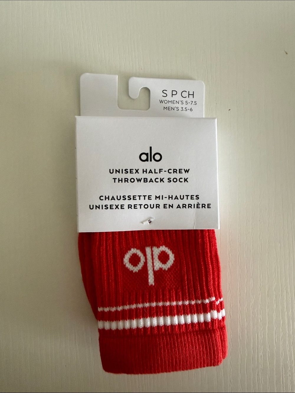 ALO Yoga Red Unisex Half-Crew Throwback Socks with White Logo